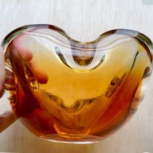 Mid Century Italian Murano Summerso
Orange Pinched Geode Bowl Dish
Ashtray 5.5"